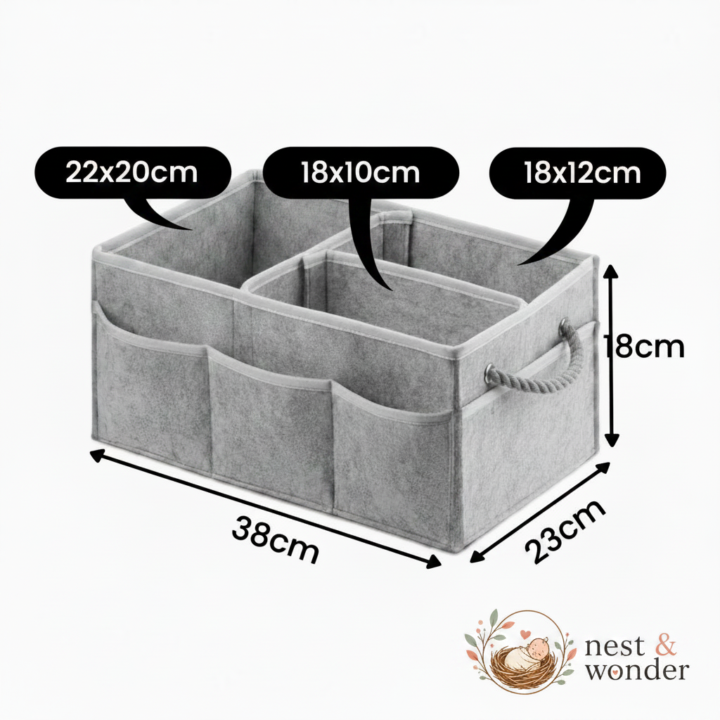 Baby Organiser Size Diagram - Colour Branding