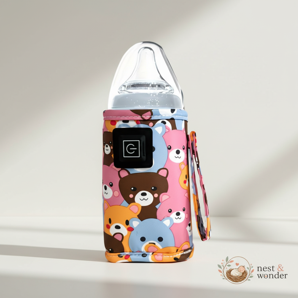 Pink Bottle Warmer with Nest & Wonder Logo